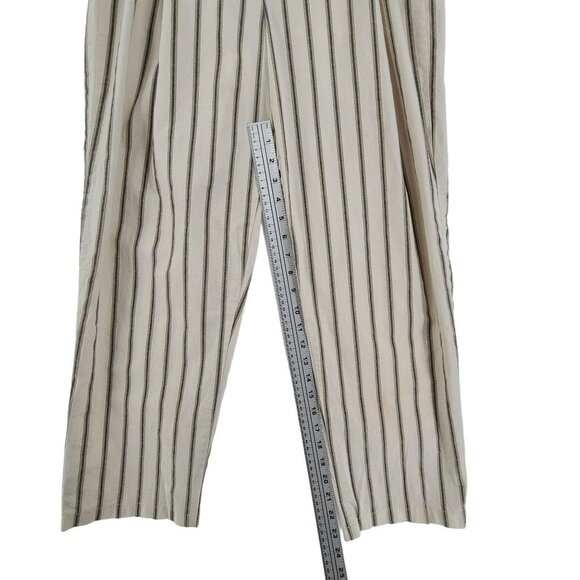 Pat Primo Women's High Waisted Casual Striped Pants  Tan and white Size 6 - Picture 7 of 11